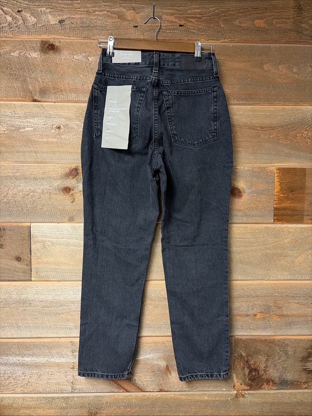 Everlane Jeans Womens 26 NWT Curvy 90s Cheeky Straight Faded Black Denim